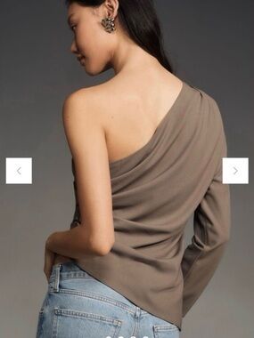 GREY LAB One-Shoulder Top in Gray/Taupe NWT Sz Lg